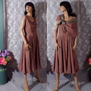 Vintage 50s Party Dress 1950s Sequin Cocktail Wedding Guest Classic Size Small